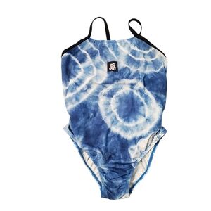 Hard Core Sport Women's Blue Tie Dye One Piece Athletic Swimsuit Size 34 - Large
